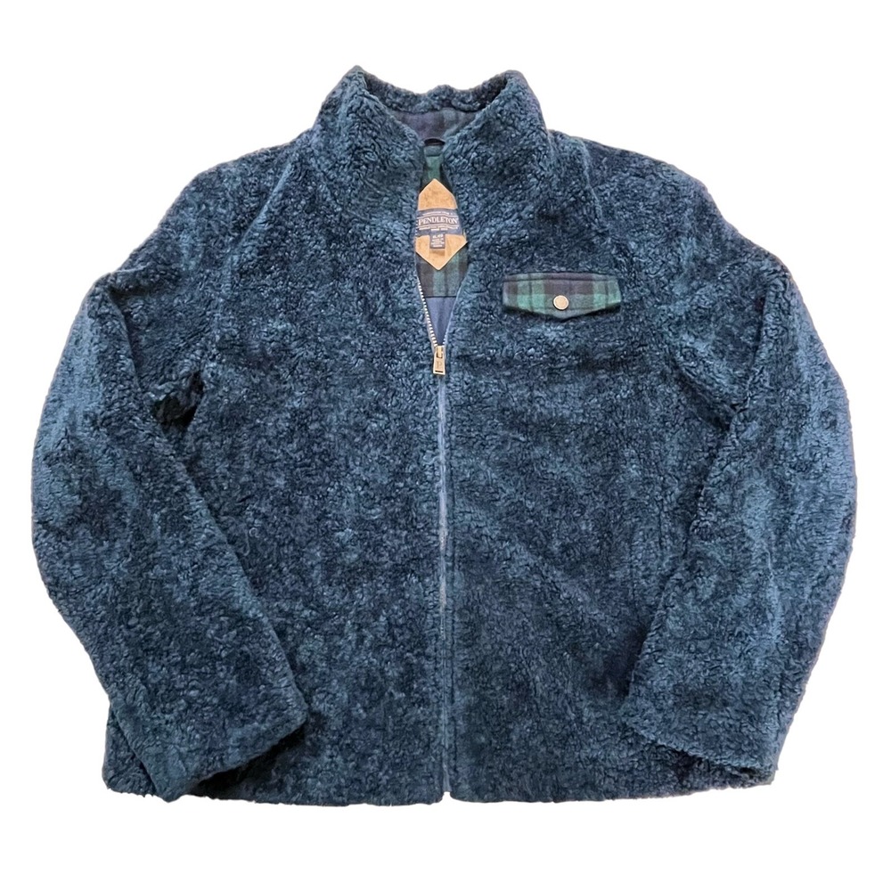 Pendleton Jacket Women's XL Blue Deep Pile Fleece Full Zip Outdoor Gorpcore